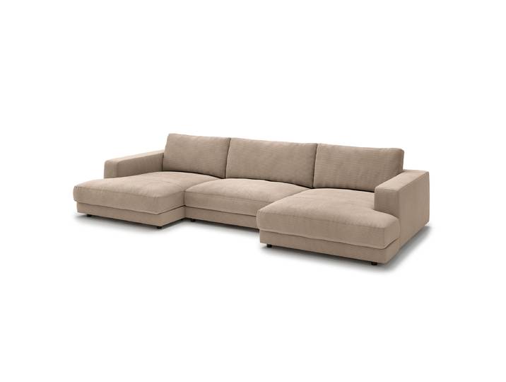 Wohnlandschaft Beige Cordstoff Catia 170cm Gleichschenklig Modern Polyurethanschaum