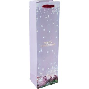 Sigel Geschenktüte GT127, Charmful Christmas, Flaschentüte, 10 x 35cm, blau, 5 Stück