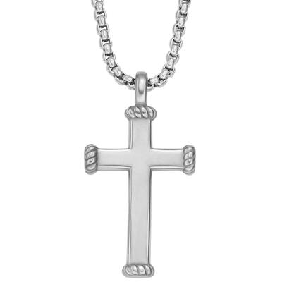 Kette mit Anhänger FOSSIL "Schmuck Geschenk Edelstahl Halskette JEWELRY Kreuz", silber (edelstahlfarben), Halsketten, Damen, Edelstahl, L: 56,5 B: 2mm, B:2mm