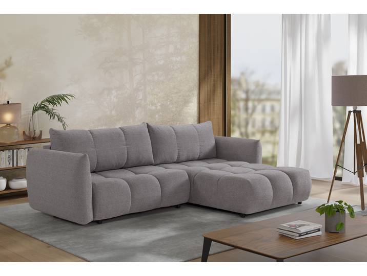 Ecksofa EXXPO - SOFA FASHION Livonia, B/T: 260/187, modern & praktisch für kleine Räume , grau, B:260cm H:87cm T:187cm, Sofas, Ecksofa, Mit Bettfunktion & Bettkasten,hoher Sitzkomfort,inkl. Steppung, L-Form