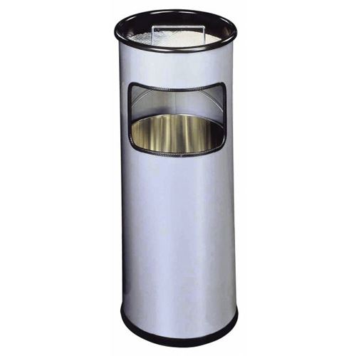 Durable Papierkorb Metall mit Ascher rund silber