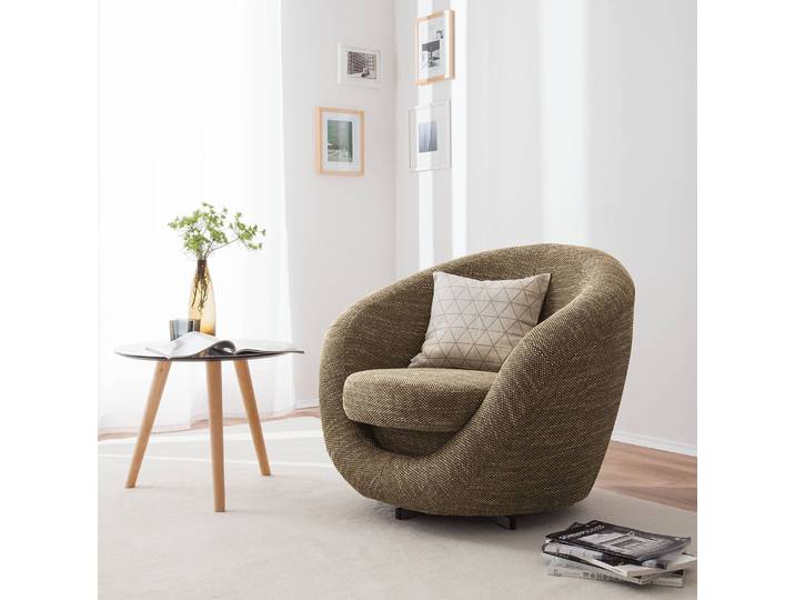 Fauteuil pivant Marron/Cappuccino Tissu structuré Lawan 92 x 75 x 80cm