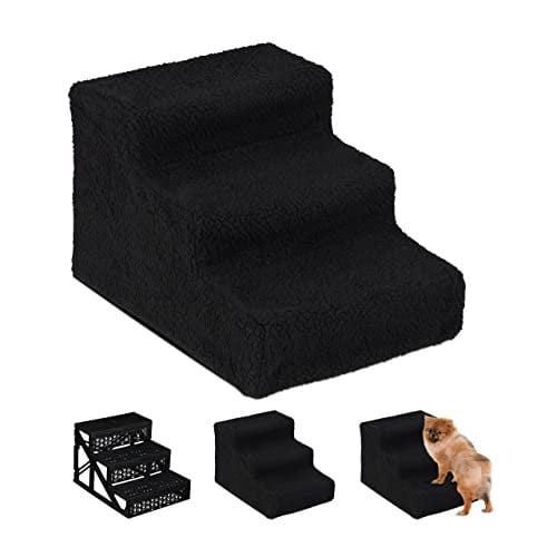 Relaxdays hondentrap met 3 treden, zwart, B/D/H: 30 x 35 x 45 cm