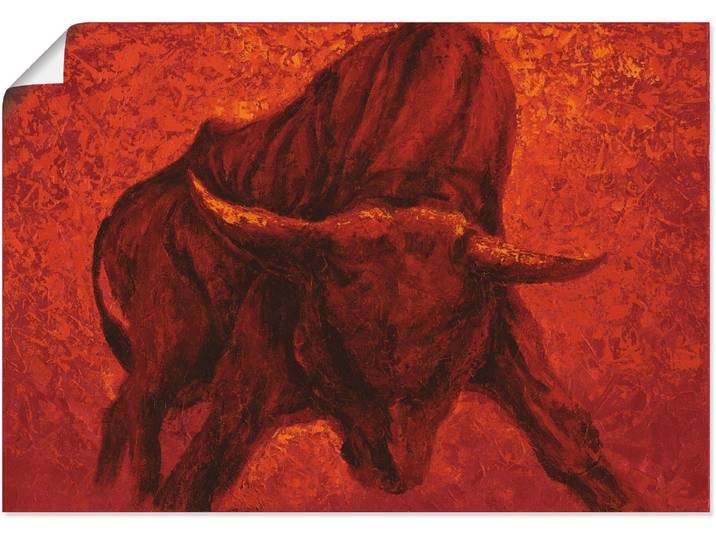 Wandbild ARTLAND Katalanischer Stier , rot (farbe bild(er): rot), B:100cm H:70cm, Bilder, Wandbild, als Leinwandbild, Poster in verschied. Grössen