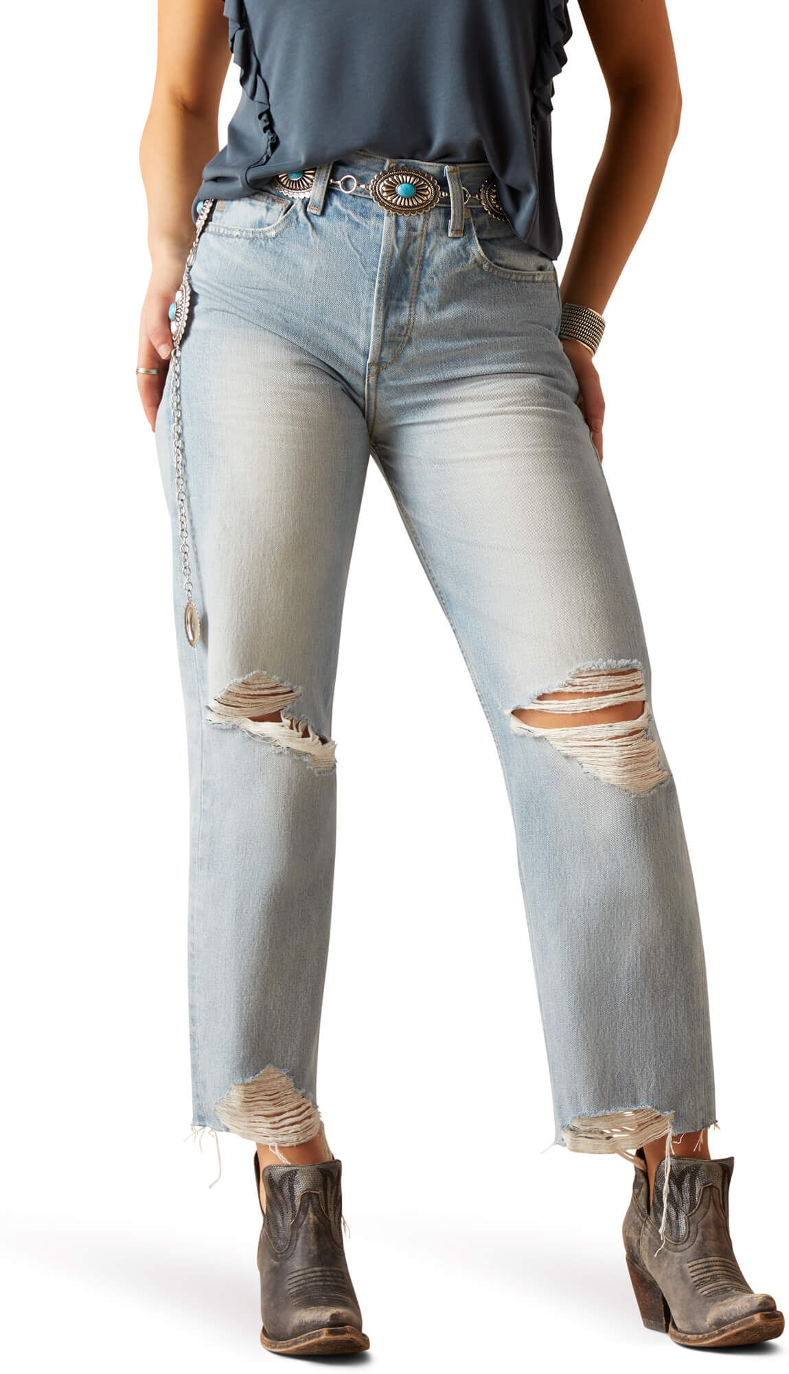 Women's Ultra High Rise Tomboy Straight Jeans in Mykonos Cotton, Size: 28 Regular by Ariat