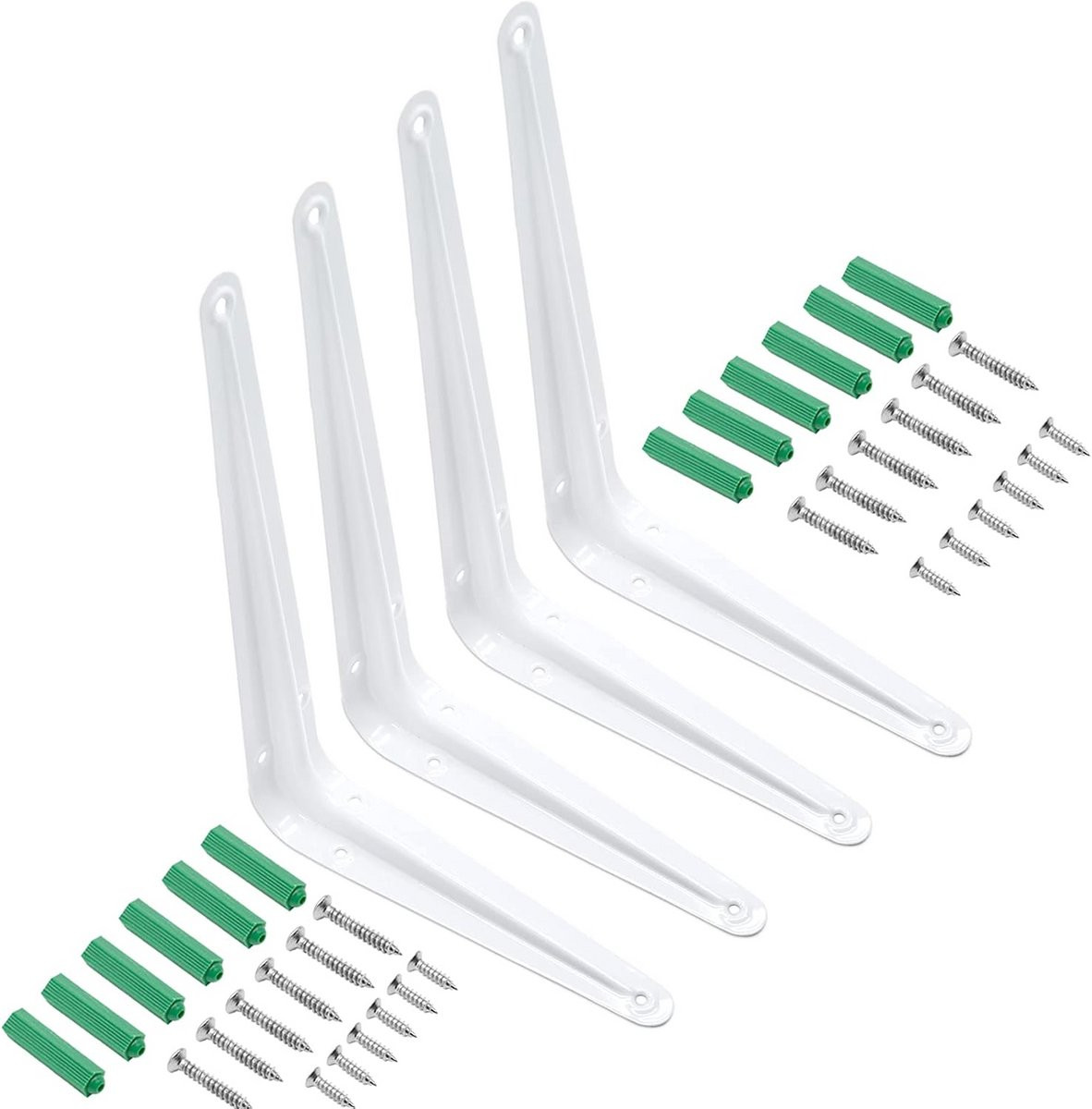 4x Witte Wandplankbeugels Heavy Duty - Stevige Metalen Steunen voor Zwevende Planken 15x20 cm