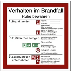 LimarLite Sicherheitsaushang »Verhalten im Brandfall« 20 x 20 cm Folie (0,4 mm), 20x20 cm
