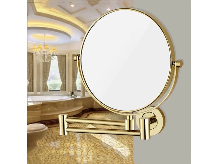 Miroir de maquillage en laiton noir/chrome de 8 pouces, grossissement 3X, miroir de beauté rond double face HD pliable à fixer au mur