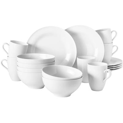 Frühstücks-Geschirrset SELTMANN WEIDEN "Geschirr-Set, 18 Teile, Beat", weiß, 18 Stk., Porzellan, Geschirr-Sets, Tassen, Untertassen, Teller, Made in Germany, 18 Teile, für 6 Personen