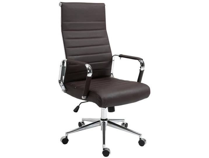 CLP Chefsessel Echtleder Braun, Metall, 58x105x66 cm, Büromöbel, Bürostühle, Chefsessel