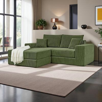 "79.5"" Modular Cloud L-Shape Sleeper Sectional Sofa with Removable Ottoman, Deep Seat, and Throw Pillows"