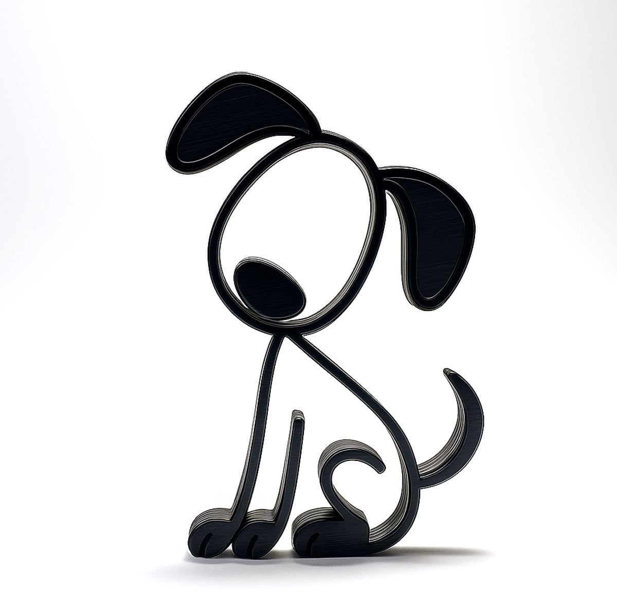 Stickyman Puppy decoratiebeeldje zwart - Hoogte: 20 cm