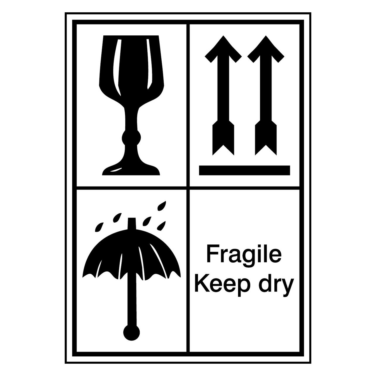 Brady Verpackungsetiketten - Fragile, Keep dry (englischer Text) (STE 15-148*210-B7541)