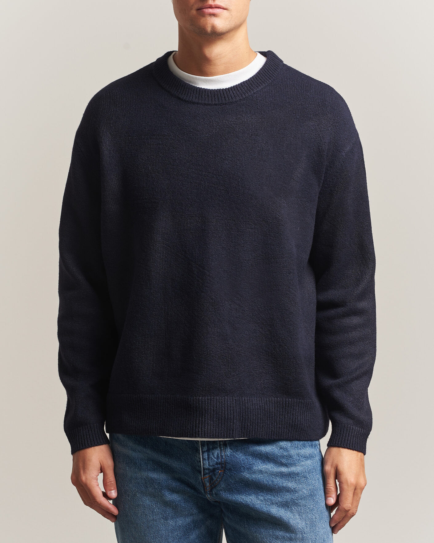 KnowledgeCotton Apparel Knitted Crewneck Night Sky men L Blå