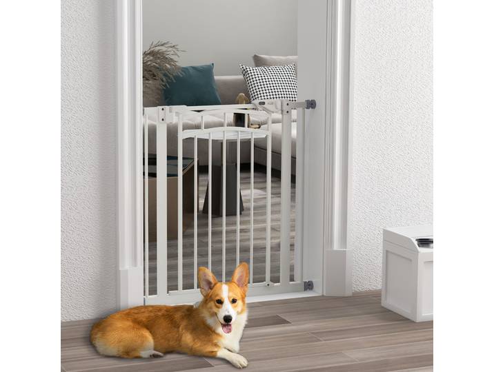 PawHut Barrière Sécurité Chien Escalier Blanc 74-80x76cm