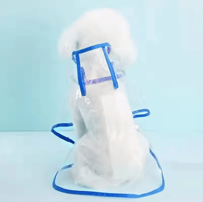 Uplift Curations Transparent Hooded Dog Raincoat Waterproof Pet Rainwear Jacket For Small Dogs & Puppies blue 2xl