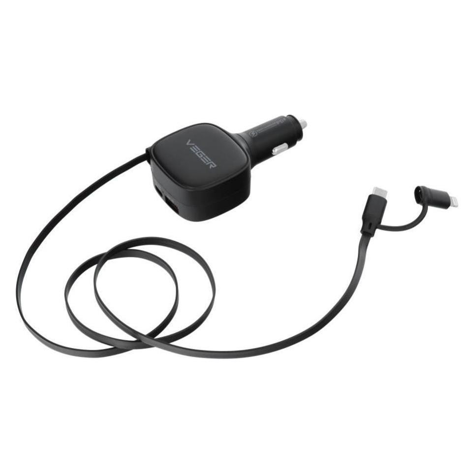 Veger Car accessories car charger USB C + cable USB C / Lightning QC PD 84W CC89 black (60777316)