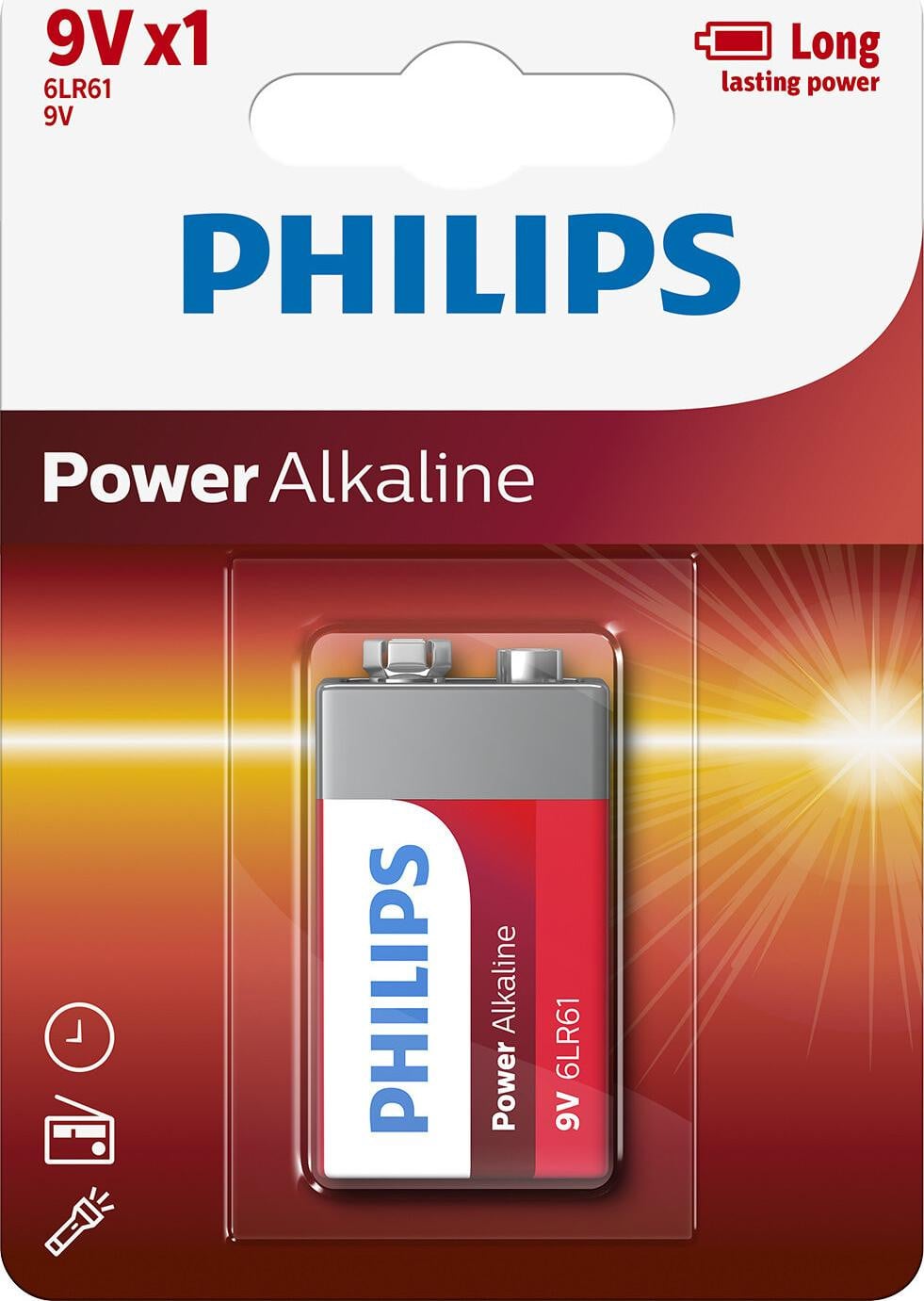 Philips Power Alkaline 9V batterij