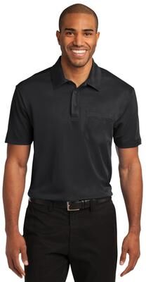 Port Authority K540P Silk Touch Performance Pocket Polo Shirt in Black size 3XL   Polyester