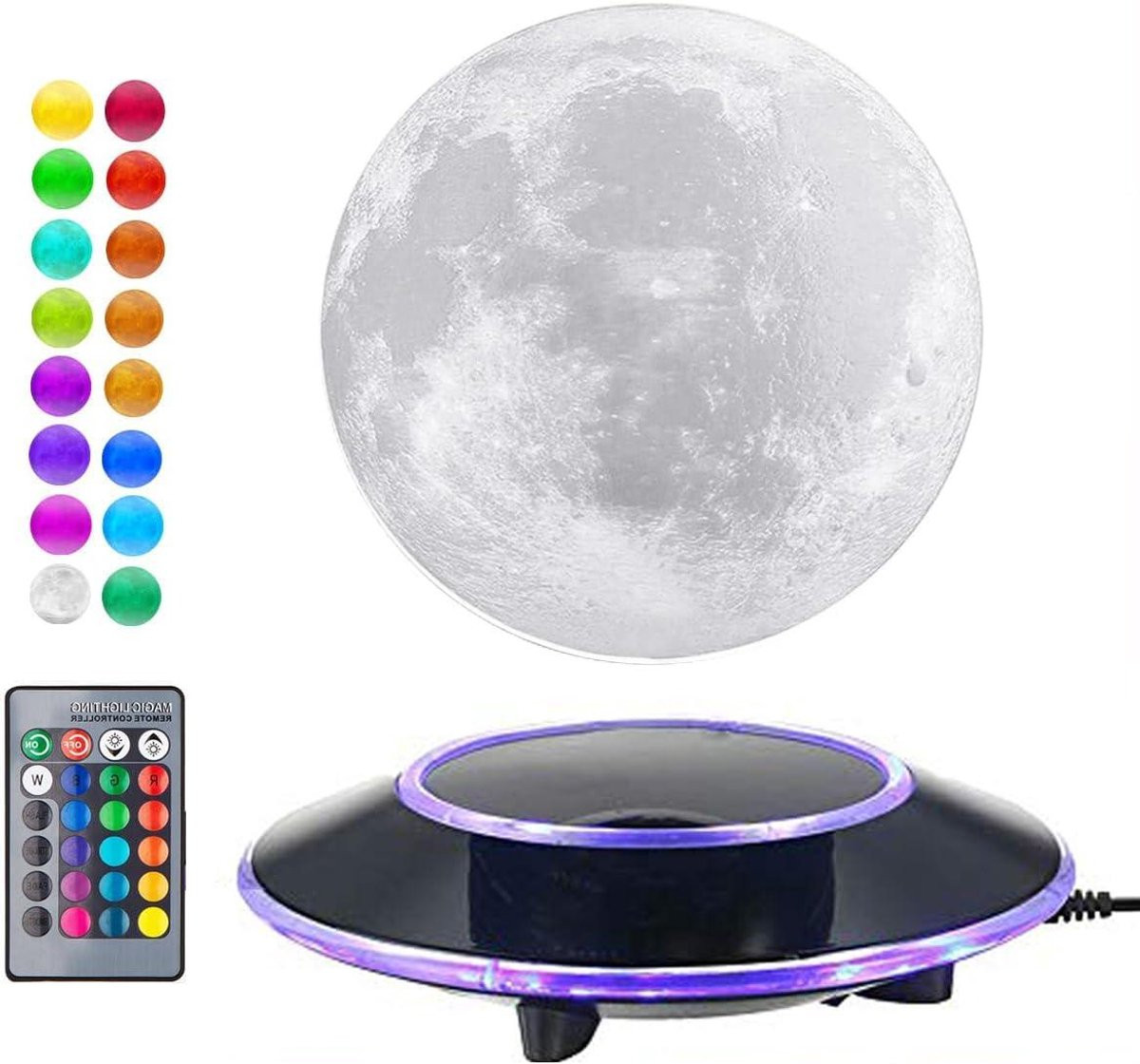 Zwevende Maanlamp met Magnetische Levitatie en LED-verlichting - Meerkleurige Sfeerverlichting voor Woonkamer, Kinderkamer of Home Office