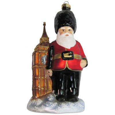 Weihnachtsbaumkugel KREBS GLAS LAUSCHA "Britischer King's Guard Weihnachtsmann", rot, B:9cm H:13cm T:9cm Ø:9cm, Glas, Weihnachtsbaumkugeln, London Souvenir