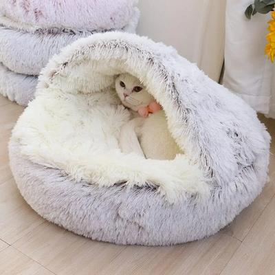 Pet Hub Plush Round Pet Bed: Cozy Nest For Cats & Small Dogs Pink Inside Plush 40x40cm