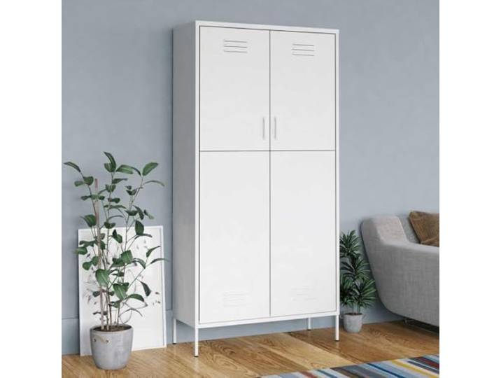 HKLGBVCR Kleiderschrank, weiß, 90 x 50 x 180 cm, Stahl