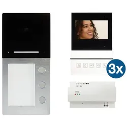 HHG Video-Sprechanlagen-Set Set mit AS AP 3-Fam. mit Monitor Basic