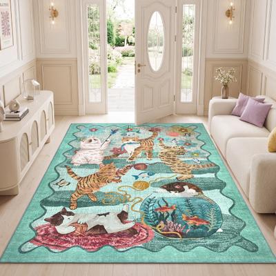 Garvee Playful Cats Area Rugs for Living Room Bedroom
