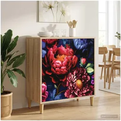 vidaXL, Kommode + Sideboard, Miley (Dunkler Pfingstrosen-Druck) (33 x 69 x 75 cm)