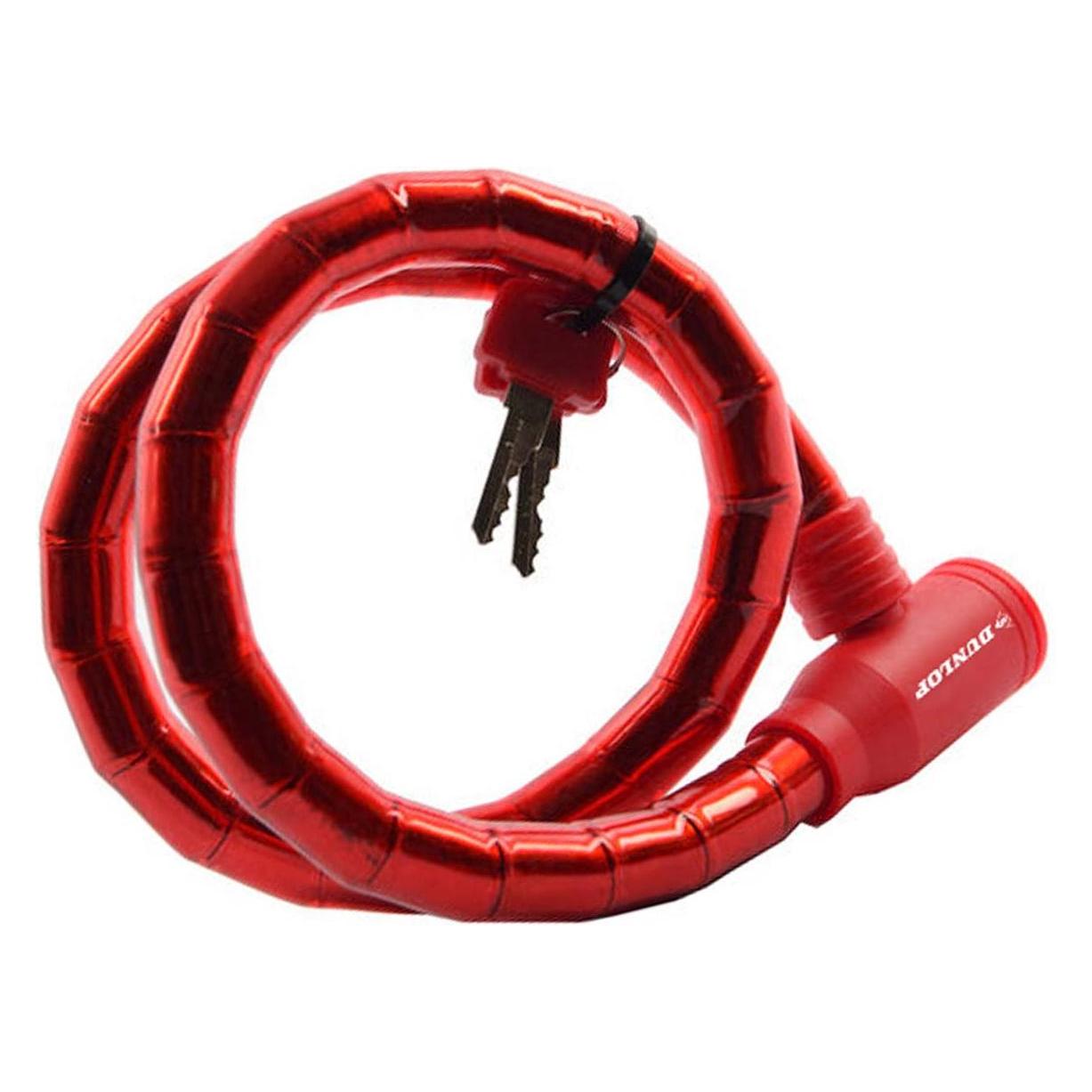 Dunlop Diebstahlsicheres Fahrradschloss mit Schlüssel (rot) (80 cm) (8711252563749_RED)