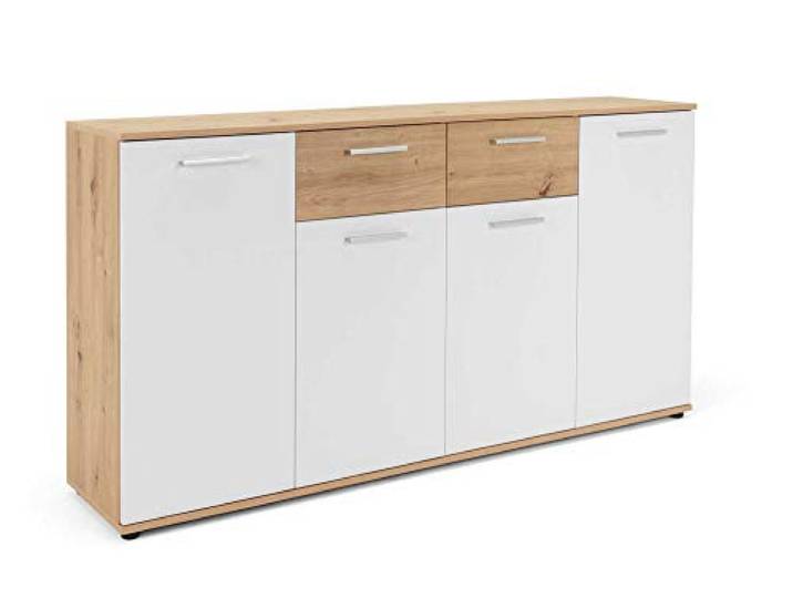 Avanti Trendstore - Jack Sideboard/Kommode in Eiche Artisan/Weiß mit Türen und Schubladen. Verfügbar in verschiedenen Maßen. (BHT: 160x85x35 cm)