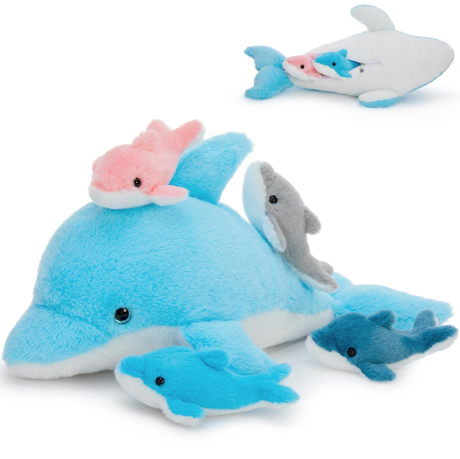 Grote Blauwe Dolfijn Teddy Knuffel 52 cm