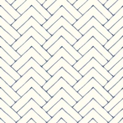 Chesapeake Oswin Navy Tiered Herringbone Wallpaper