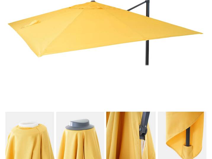 Housse de remplacement pour parasol de jardin de luxe HWC-A96\, housse de parasol de remplacement\, 3x4m (Ø5m)\, polyester\, couleur jaune
