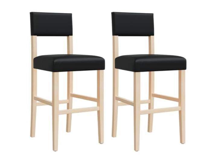Barstühle, 2 Stück, Massivholz, Gummibaumholz und Kunstleder Weiche Rückenlehne, Fußstütze, schmutzabweisendes Kunstleder, massives Gummibaumholz, 110 kg pro Sitz