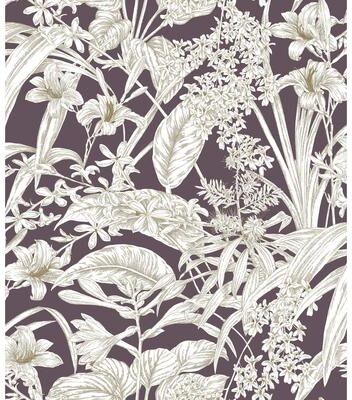 York Wallcoverings Orchid Conservatory Toile Mulberry Wallpaper