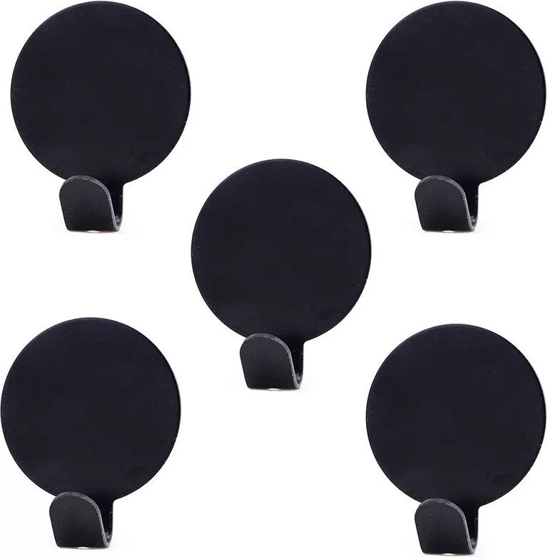 INF Selbstklebende runde Wandhaken, 5er-Pack Schwarz