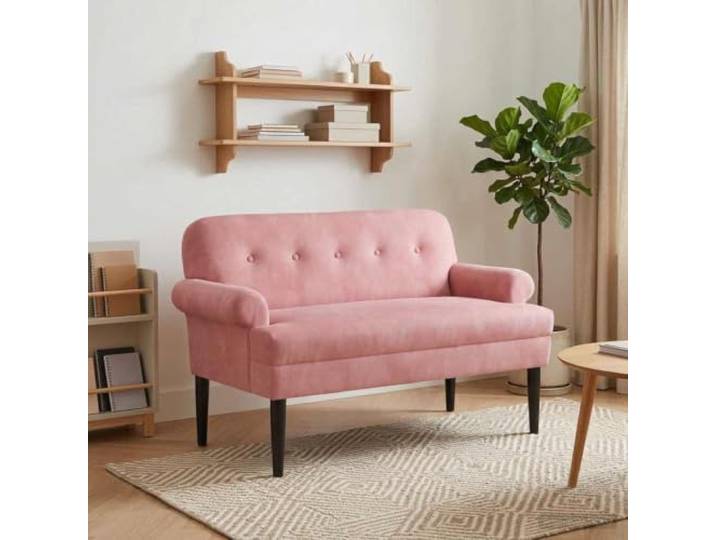 NLQMSU Sofa Love Seat Rosa Samt gepolstert Samt aus 100 % Polyester, gepolsterte Rückenlehne, Struktur aus Holz, Schlafzimmer oder Wohnzimmer, 1 x Sofa