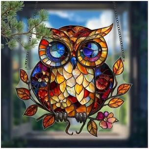 Uplift Picks Colorful Owl Pendant Light Decorative Animal Hanging Lamp For Home Decor 20 Cm e