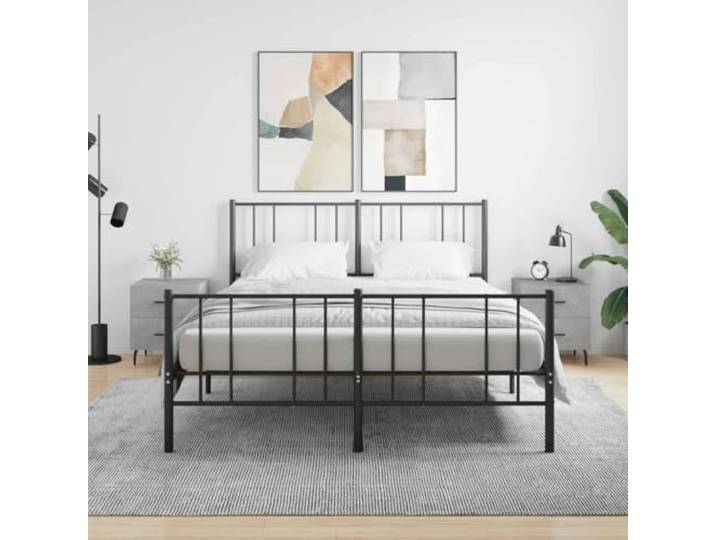 HEFZGDB Nachttische 2 STK. Betongrau 40x35x47,5 cm Holzwerkstoff mit Schubladen und Metallfüßen für Stauraum und Stabilität