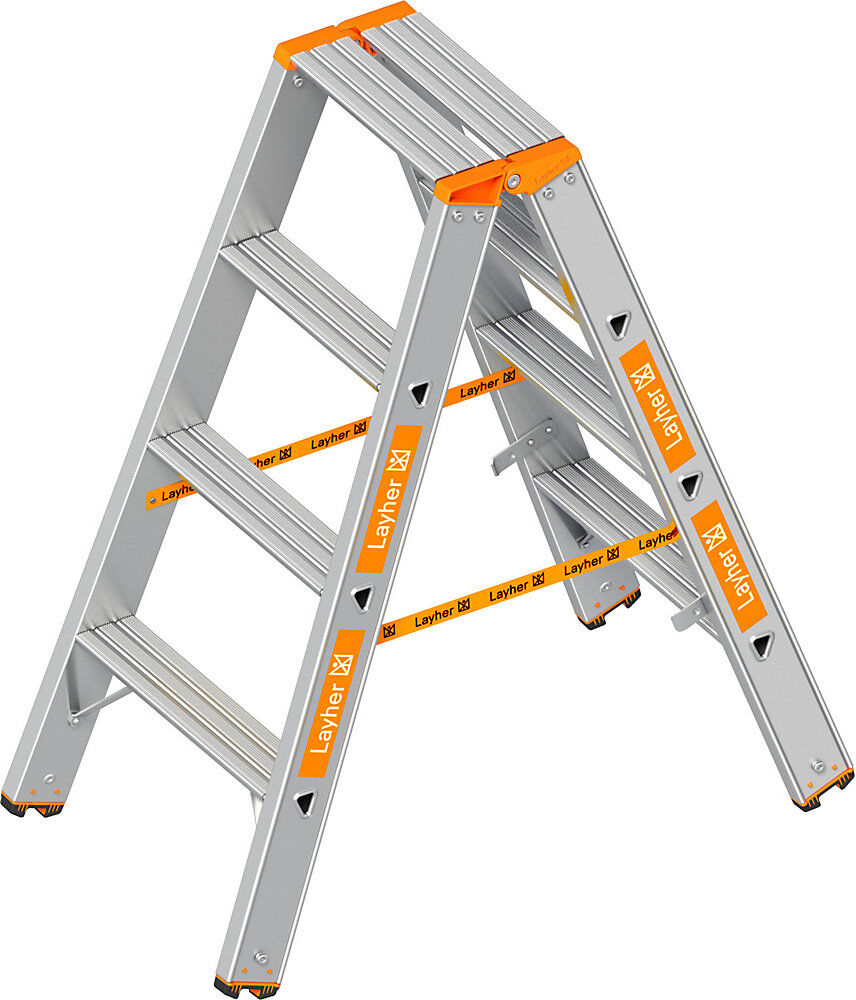 Stufen-Stehleiter, beidseitig begehbar, 2 x 4 Stufen Layher