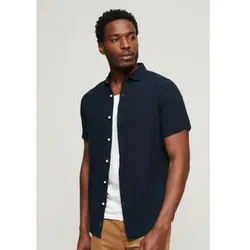 Superdry für Herren. M4010608A Studios navy Leinen Freizeithemd (S), Lässig, Kurzarm, Marine
