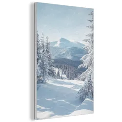 AKUSTIKBILD Winterlandschaft - Natur - Berge - Bäume - Schnee Wanddeko 60x90 cm