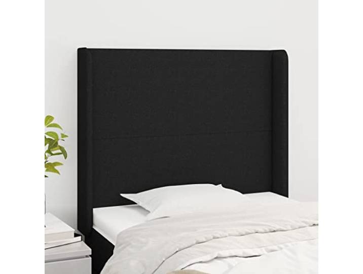 KTHLBRH Kopfteil mit schwarzem Ohr, aus klassischem Stoff, elegantes Design, höhenverstellbar, Beine aus massivem Lärchenholz für Stabilität und ideale Rückenunterstützung