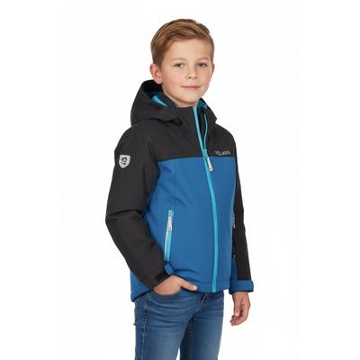 Regenjacke TROLLKIDS "Kids Telemark Jacket", Jungen, Gr. 110, schwarz (alpine blau, schwarz, pool blau), Obermaterial: 100% Polyester. Futter: 100% Polyester, normal, Jacken Regenjacke, mit angeschnittener, verstellbarer Kapuze, wasserdicht, winddicht