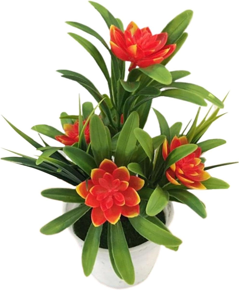 Kleine kunstplanten met zijwaartse bloemen voor binnen, natuurlijke kunstbloemen als decoratie voor tafel, badkamer of keuken