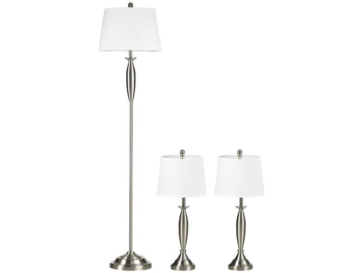 Homcom 3-Teiliges Leuchten-Set inkl.1 Stehleuchte, 2 Tischleuchten für Wohnzimmer, Mehrfarbig, Metall, E27, 38x162x38 cm, Lampen & Leuchten, Innenbeleuchtung, Stehlampen