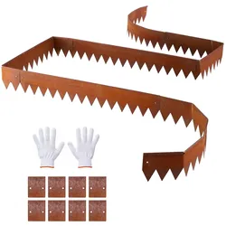 VEVOR Rasenkante, 6er-Pack, 1016x152 mm, Cortenstahl Beeteinfassung mit 8 Verbindungsplatten, Biegsame Beetbegrenzung, Rasenbleche, Mähkante Metall Gartenpalisade für Blumenbeete, Gartenwege