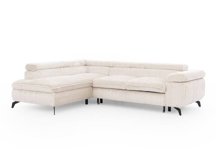 Canapé d’angle convertible, tissu corduroy avec appuie-têtes réglables